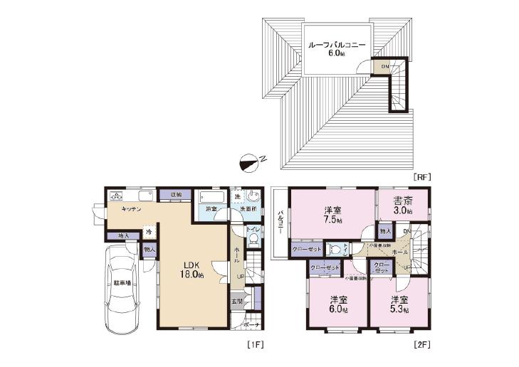 Floor plan. 52,800,000 yen, 3LDK + S (storeroom), Land area 84.02 sq m , Building area 99.36 sq m