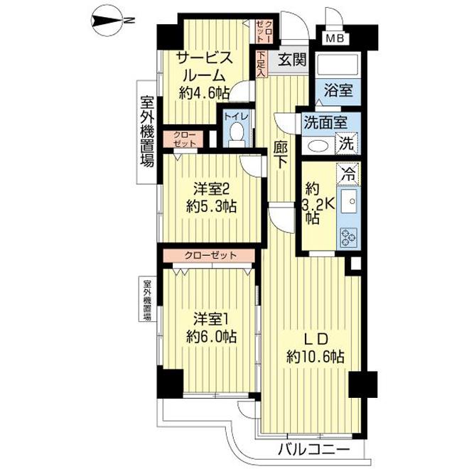 Floor plan. 2LDK + S (storeroom), Price 27,800,000 yen, Occupied area 67.66 sq m , Balcony area 6.33 sq m 3 floor [Corner dwelling unit] is