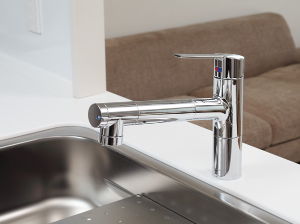 Kitchen.  [Water purifier integrated mixing faucet] Integrated water purifier and water faucet. Water purification at the touch of a button ・ You can switch the source water.  ※ Periodic maintenance is required, such as cartridge replacement.