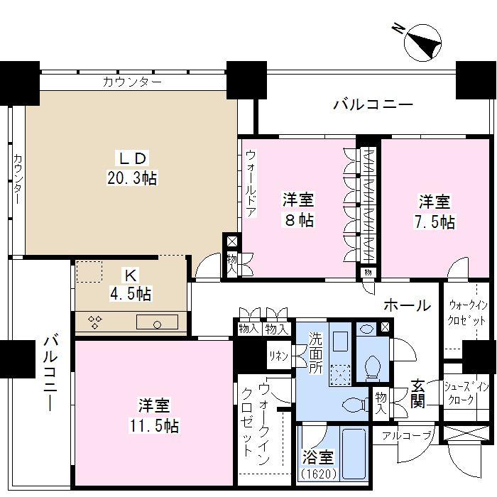 Floor plan. 3LDK, Price 98 million yen, Footprint 126.18 sq m , Balcony area 21.63 sq m floor plan