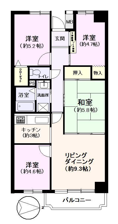 Floor plan. 4LDK, Price 20.8 million yen, Occupied area 70.91 sq m , Balcony area 4.41 sq m