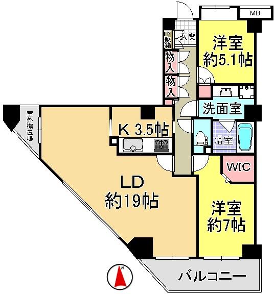 Floor plan. 2LDK, Price 37,800,000 yen, Occupied area 76.68 sq m , Balcony area 7.32 sq m