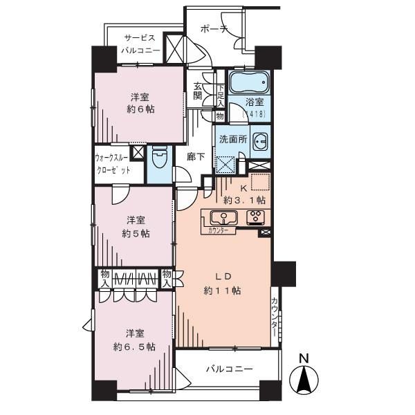 Floor plan. 3LDK, Price 43 million yen, Occupied area 70.64 sq m