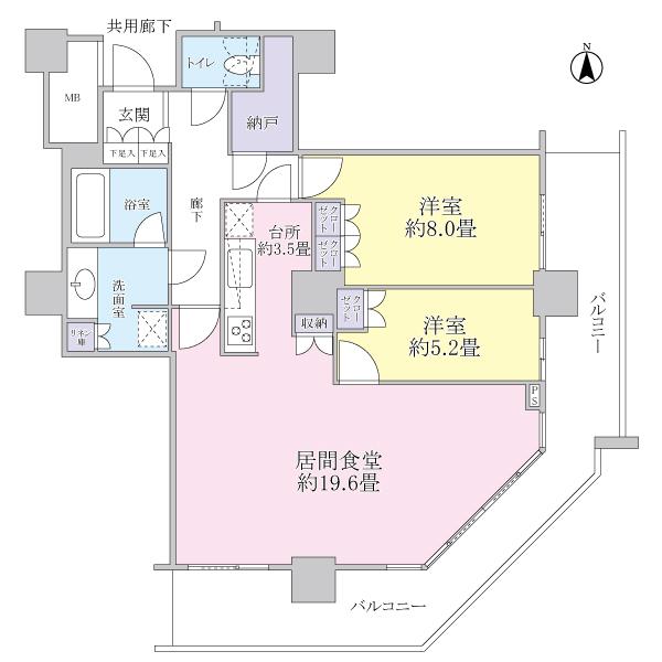 Floor plan. 2LDK + S (storeroom), Price 65,800,000 yen, Occupied area 86.34 sq m , Balcony area 24.62 sq m 16 floor ・ View is good per yang per southeast corner dwelling unit