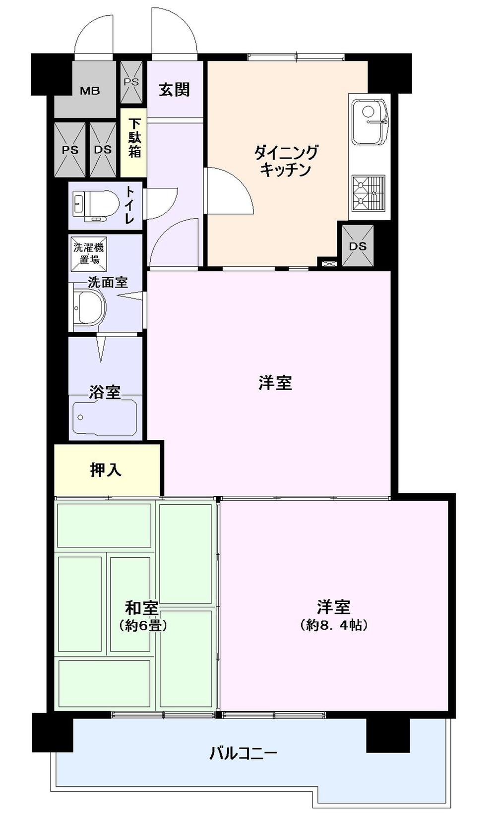 Floor plan. 3DK, Price 24,800,000 yen, Occupied area 63.21 sq m , Balcony area 8.49 sq m