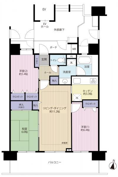 Floor plan. 3LDK, Price 30,800,000 yen, Footprint 70.8 sq m , Balcony area 16 sq m floor plan / 2013 November shooting