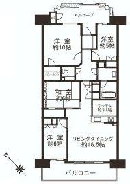 Floor plan. 4LDK, Price 42,800,000 yen, Footprint 103.84 sq m , Balcony area 13.66 sq m floor plan