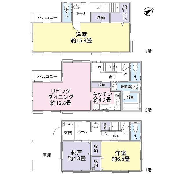 Floor plan. 38,500,000 yen, 2LDK + S (storeroom), Land area 73.49 sq m , Building area 122.61 sq m