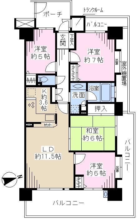 Floor plan. 4LDK, Price 34,900,000 yen, Footprint 81.3 sq m , Balcony area 26.95 sq m floor plan