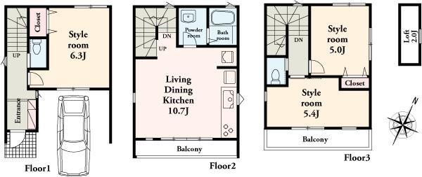 Floor plan. 39,800,000 yen, 3LDK, Land area 45 sq m , Building area 77.36 sq m