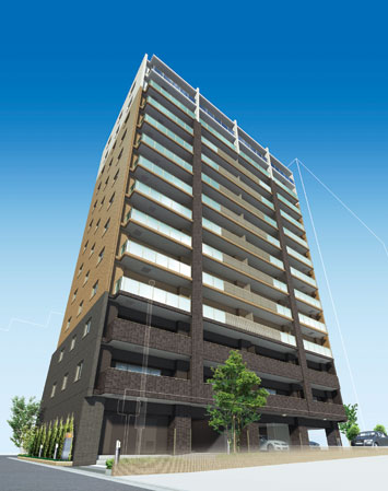 Features of the building.  [Exterior - Rendering]  ※ Which was raised drawn based on drawing, In fact a slightly different. It is not intended to be a planting site for trees. Also, And it has not been drawn on the assumption the state at the time of a particular season or your tenants.