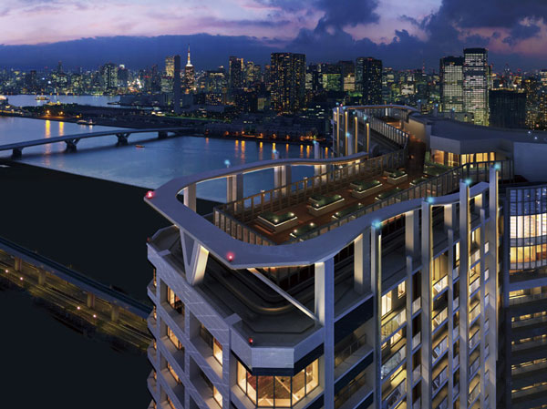 Features of the building.  [Rendering CG overlooking the downtown skyline to the Sky deck over] Panoramic view overlooking the city center. Anyone is available if residents.  ※ Local about height than shooting the west direction of 170m (9 May 2012) was in the photo, In fact a somewhat different in that the building Rendering CG subjected to a synthesized CG processing.