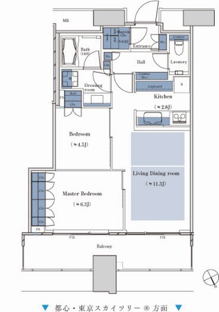 60Dw type · 2LDK + SIC footprint / 59.89 sq m balcony area / 12.42 sq m