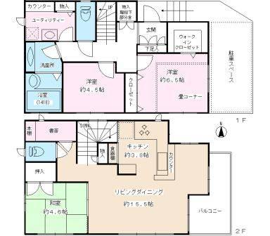 Floor plan. 45,800,000 yen, 3LDK + 2S (storeroom), Land area 79.32 sq m , Building area 93.24 sq m