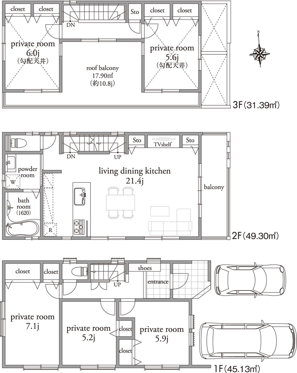 Compartment figure. 52,800,000 yen, 5LDK, Land area 99.9 sq m , Building area 125.82 sq m