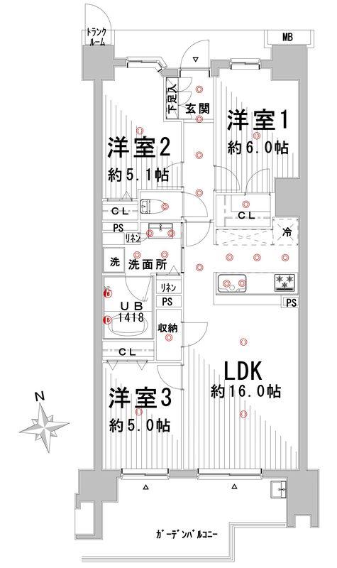 Floor plan. 3LDK, Price 48,700,000 yen, Floor the occupied area 72.36 sq m firmly life trains were considered