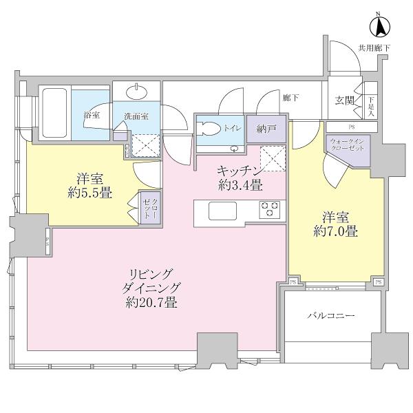 Floor plan. 2LDK + S (storeroom), Price 83,800,000 yen, Occupied area 82.17 sq m , Balcony area 5.68 sq m