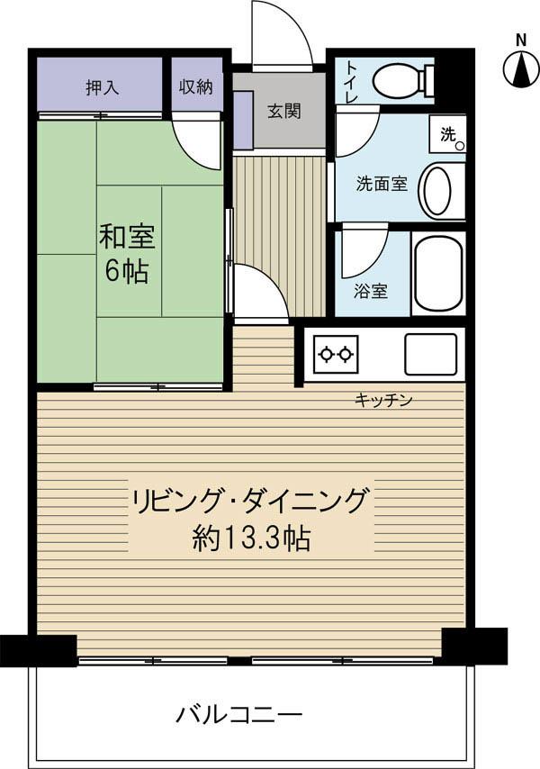 Floor plan. 1LDK, Price 20,900,000 yen, Occupied area 52.35 sq m , Balcony area 8.4 sq m