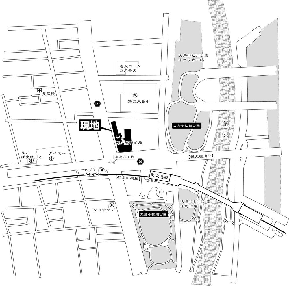 Local guide map. "Higashi-Ojima" Station 1-minute walk of the good location
