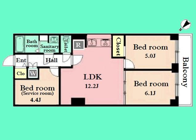 Floor plan. 2LDK + S (storeroom), Price 29,900,000 yen, Footprint 59 sq m , Balcony area 5 sq m
