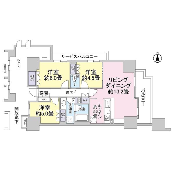 Floor plan. 3LDK, Price 33,800,000 yen, Occupied area 71.95 sq m , Balcony area 8.73 sq m