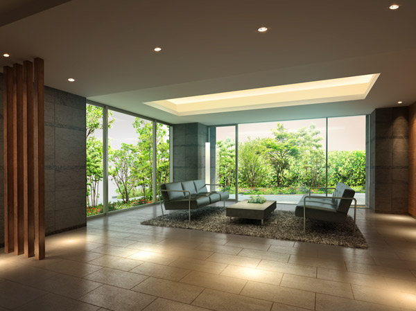 Buildings and facilities. Also provides spacious bright lounge in the entrance hall next to. Overlooking the green in large windows over, Spend the moments of relaxation. (Bright lounge Rendering)
