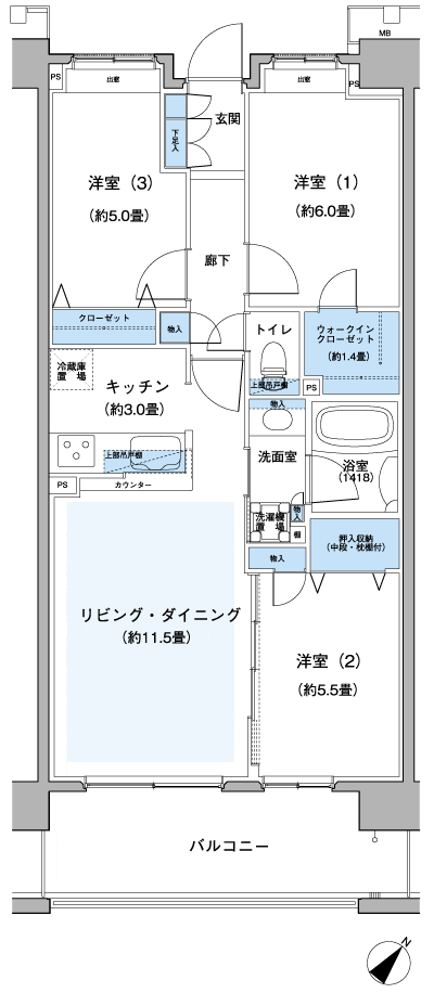 Floor: 3LDK + WIC, the occupied area: 70.04 sq m, Price: 41,580,000 yen, now on sale