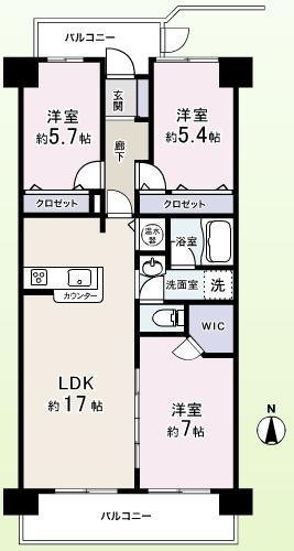 Floor plan. 3LDK, Price 36.5 million yen, Footprint 76.2 sq m , Indoor shiny on the balcony area 12.31 sq m new interior renovation completed!
