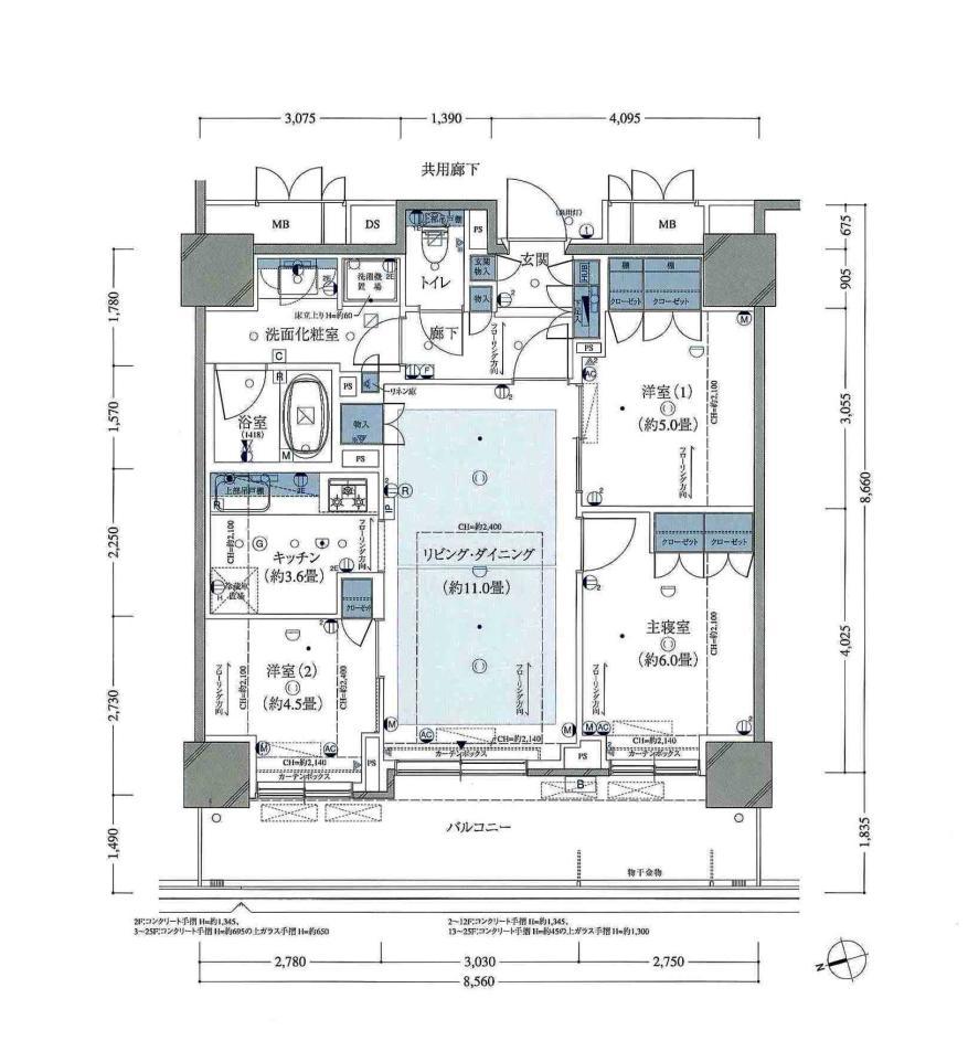 Floor plan. 3LDK, Price 49,800,000 yen, Occupied area 70.29 sq m , Balcony area 14.69 sq m