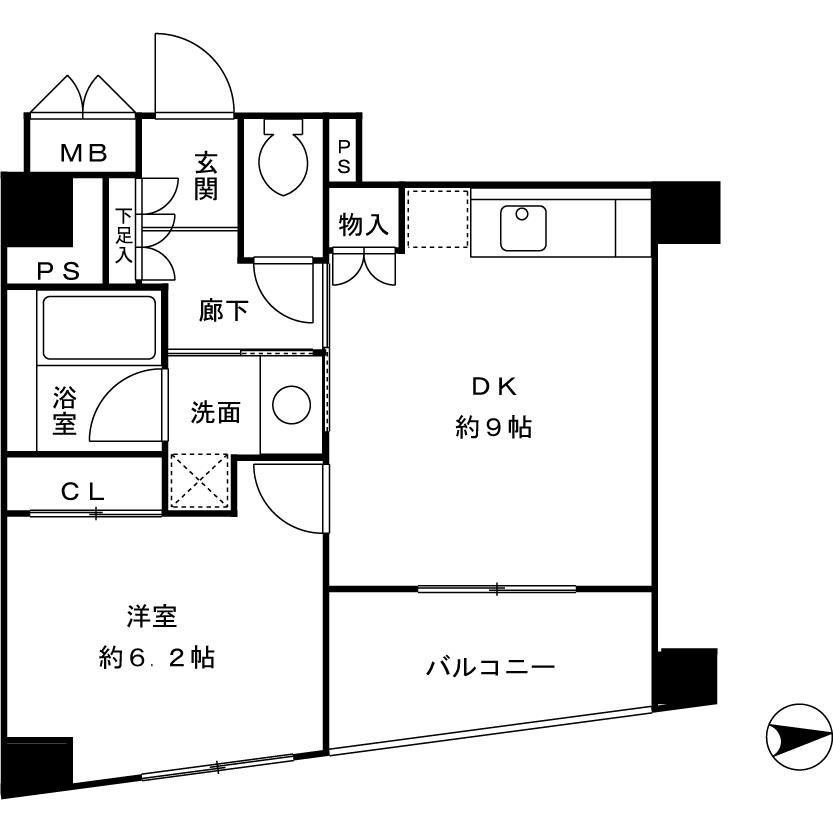 Floor plan. 1DK, Price 23.8 million yen, Occupied area 39.28 sq m , Balcony area 5.32 sq m   ■ 1LDK Mansion of recommended for Single