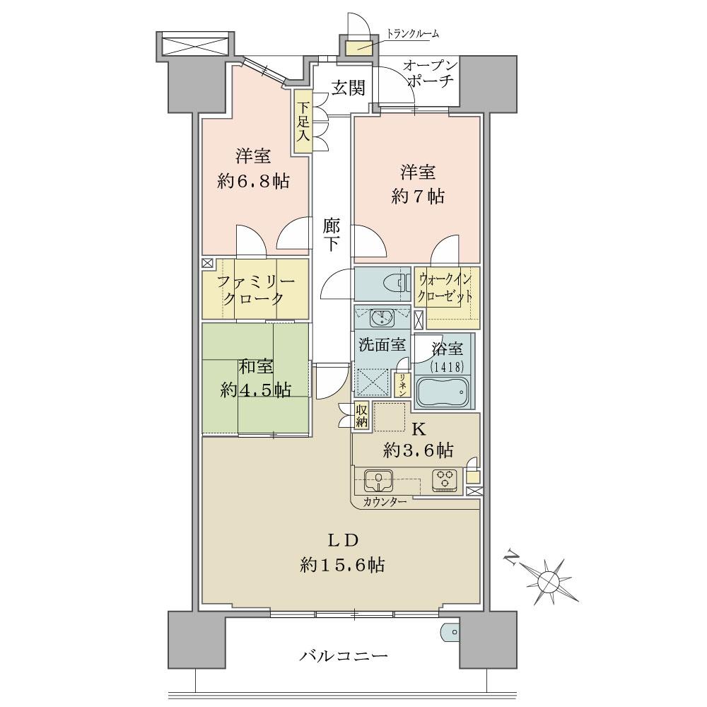 Floor plan. 3LDK, Price 62 million yen, Occupied area 84.94 sq m , Balcony area 13.6 sq m