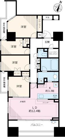 Floor plan. 4LDK, Price 63,800,000 yen, Footprint 88.2 sq m , Balcony area 13.2 sq m easy-to-use 4LDK