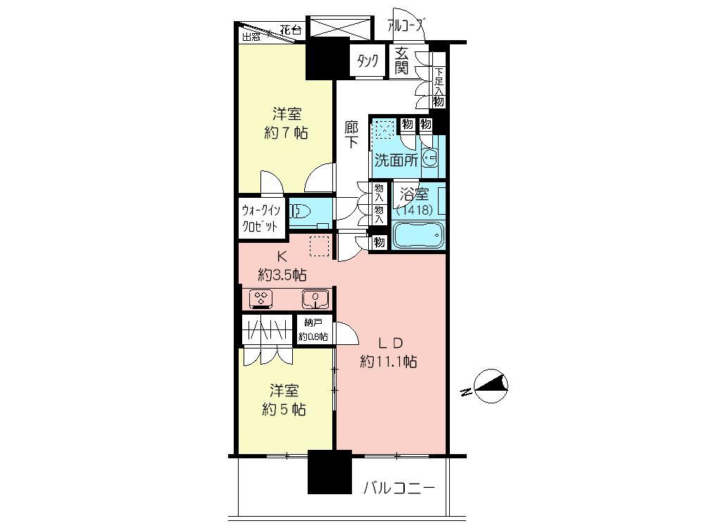 Floor plan. 2LDK + S (storeroom), Price 44,800,000 yen, Occupied area 66.12 sq m , Balcony area 10.78 sq m