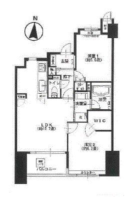 Floor plan. 2LDK, Price 32,900,000 yen, Occupied area 56.16 sq m , Balcony area 5.92 sq m