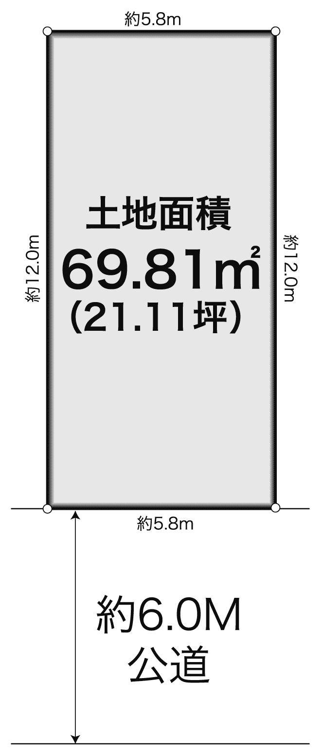 Compartment figure. Land price 55,800,000 yen, Land area 69.81 sq m