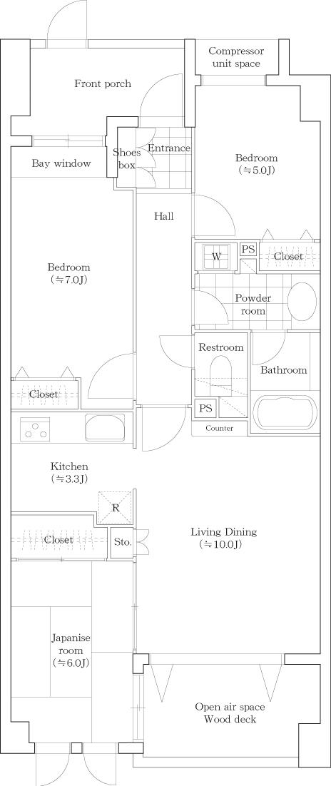 Floor plan. 3LDK, Price 36,800,000 yen, Occupied area 70.25 sq m , Balcony area 7 sq m