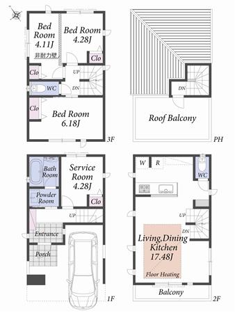 Building plan example (floor plan). Reference plan floor plan 12.5 million yen ・ 86.31 sq m  ・ C Building