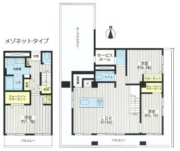 Floor plan. 3LDK, Price 36,900,000 yen, Occupied area 99.86 sq m , Balcony area 29.19 sq m