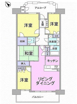 Floor plan. 4LDK, Price 42,800,000 yen, Footprint 103.84 sq m , Balcony area 13.66 sq m