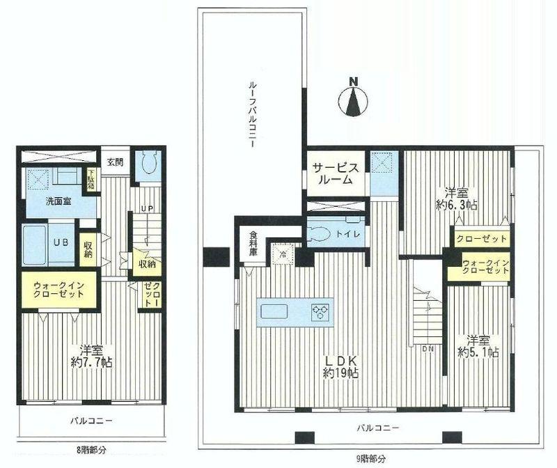 Floor plan. 3LDK+S, Price 36,900,000 yen, Occupied area 99.86 sq m , Balcony area 29.19 sq m 3SLDK Maisonette