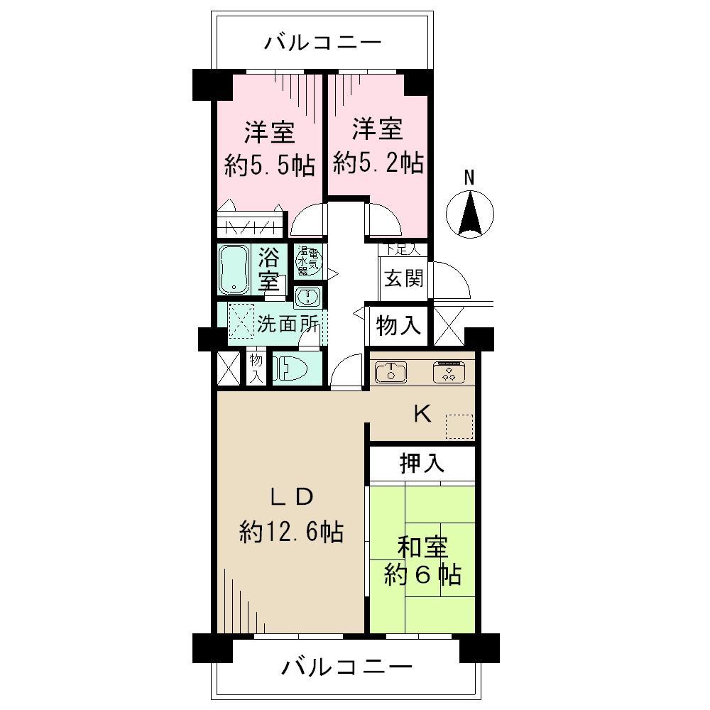 Floor plan. 3LDK, Price 34,800,000 yen, Footprint 74.9 sq m , Balcony area 16.25 sq m