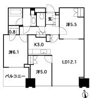 Floor: 3LD ・ K + WIC (walk-in closet), the area occupied: 72.3 sq m, Price: 67,122,000 yen, now on sale