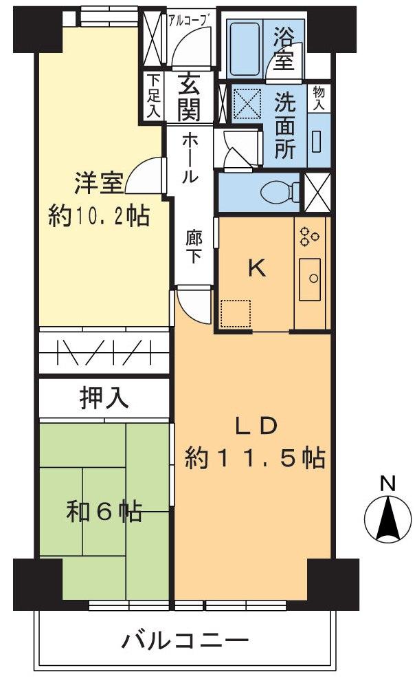 Floor plan. 2LDK, Price 32,800,000 yen, Occupied area 71.28 sq m , Balcony area 7.8 sq m