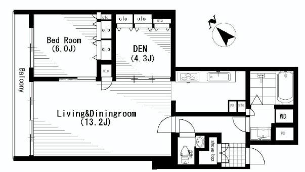 Floor plan. 2LDK, Price 46 million yen, Occupied area 63.78 sq m , Balcony area 10.04 sq m