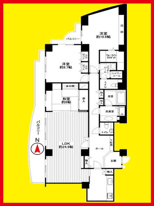 Floor plan. 3LDK, Price 79,800,000 yen, Footprint 137.73 sq m , Balcony area 23.08 sq m