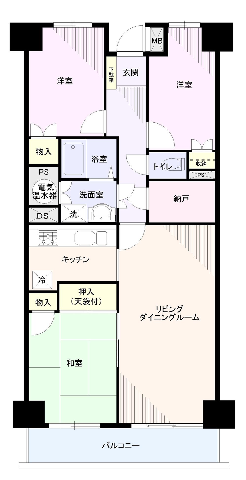 Floor plan. 3LDK + S (storeroom), Price 29,800,000 yen, Occupied area 73.38 sq m , Balcony area 7.2 sq m