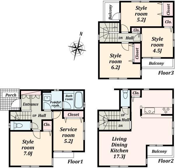 Floor plan. 49,800,000 yen, 4LDK+S, Land area 100.21 sq m , Building area 109.3 sq m