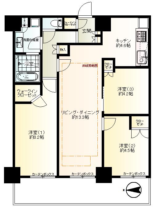 Floor plan. 3LDK, Price 62,800,000 yen, Occupied area 79.54 sq m