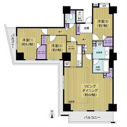 Floor plan. 26th floor ・ Southwest Corner Room ・ 106.62 sq m