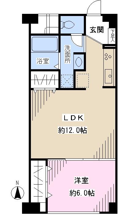Floor plan. 1LDK, Price 19,800,000 yen, Footprint 45 sq m , Balcony area 4.5 sq m